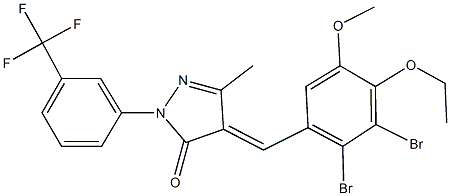 4-(2,3-dibromo-4-ethoxy-5-methoxybenzylidene)-5-methyl-2-[3-(trifluoromethyl)phenyl]-2,4-dihydro-3H-pyrazol-3-one Struktur