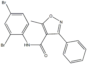 N-(2,4-dibromophenyl)-5-methyl-3-phenyl-4-isoxazolecarboxamide Struktur