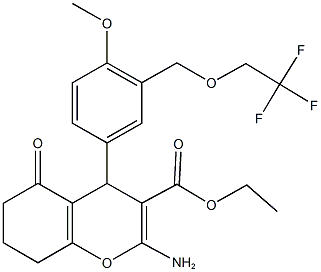 ethyl 2-amino-4-{4-methoxy-3-[(2,2,2-trifluoroethoxy)methyl]phenyl}-5-oxo-5,6,7,8-tetrahydro-4H-chromene-3-carboxylate Struktur