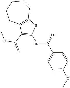 methyl 2-[(4-methoxybenzoyl)amino]-5,6,7,8-tetrahydro-4H-cyclohepta[b]thiophene-3-carboxylate Struktur