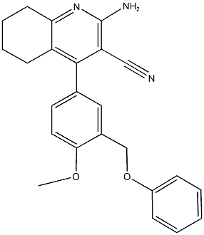 2-amino-4-[4-methoxy-3-(phenoxymethyl)phenyl]-5,6,7,8-tetrahydro-3-quinolinecarbonitrile Struktur