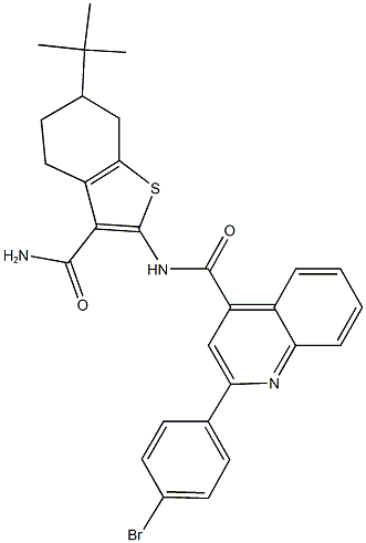 N-[3-(aminocarbonyl)-6-tert-butyl-4,5,6,7-tetrahydro-1-benzothien-2-yl]-2-(4-bromophenyl)-4-quinolinecarboxamide Struktur