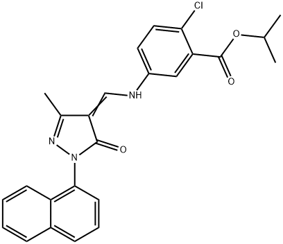 isopropyl 2-chloro-5-({[3-methyl-1-(1-naphthyl)-5-oxo-1,5-dihydro-4H-pyrazol-4-ylidene]methyl}amino)benzoate Struktur