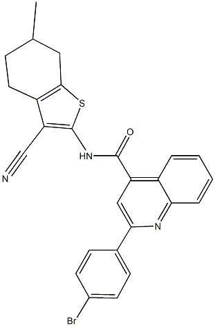 2-(4-bromophenyl)-N-(3-cyano-6-methyl-4,5,6,7-tetrahydro-1-benzothien-2-yl)-4-quinolinecarboxamide Struktur