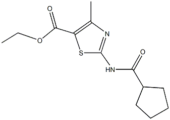 ethyl 2-[(cyclopentylcarbonyl)amino]-4-methyl-1,3-thiazole-5-carboxylate Struktur