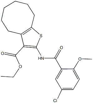 ethyl 2-[(5-chloro-2-methoxybenzoyl)amino]-4,5,6,7,8,9-hexahydrocycloocta[b]thiophene-3-carboxylate Struktur