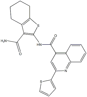 N-[3-(aminocarbonyl)-4,5,6,7-tetrahydro-1-benzothien-2-yl]-2-(2-thienyl)-4-quinolinecarboxamide Struktur