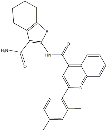 N-[3-(aminocarbonyl)-4,5,6,7-tetrahydro-1-benzothien-2-yl]-2-(2,4-dimethylphenyl)-4-quinolinecarboxamide Struktur