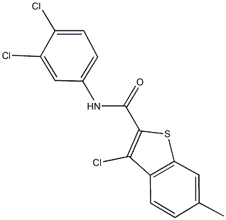 3-chloro-N-(3,4-dichlorophenyl)-6-methyl-1-benzothiophene-2-carboxamide Struktur