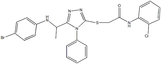 2-({5-[1-(4-bromoanilino)ethyl]-4-phenyl-4H-1,2,4-triazol-3-yl}sulfanyl)-N-(2-chlorophenyl)acetamide Struktur