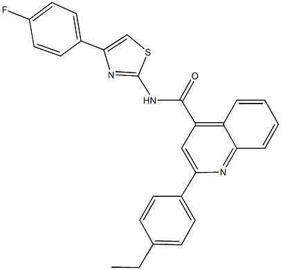 2-(4-ethylphenyl)-N-[4-(4-fluorophenyl)-1,3-thiazol-2-yl]-4-quinolinecarboxamide Struktur