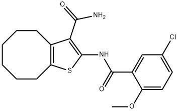 2-[(5-chloro-2-methoxybenzoyl)amino]-4,5,6,7,8,9-hexahydrocycloocta[b]thiophene-3-carboxamide Struktur