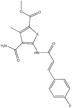 methyl 4-(aminocarbonyl)-5-{[3-(4-fluorophenyl)acryloyl]amino}-3-methyl-2-thiophenecarboxylate Struktur