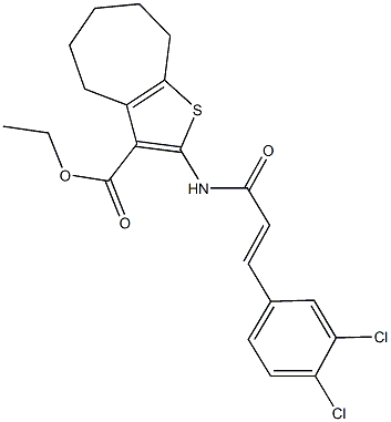 ethyl 2-{[3-(3,4-dichlorophenyl)acryloyl]amino}-5,6,7,8-tetrahydro-4H-cyclohepta[b]thiophene-3-carboxylate Struktur