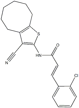 3-(2-chlorophenyl)-N-(3-cyano-4,5,6,7,8,9-hexahydrocycloocta[b]thien-2-yl)acrylamide Struktur