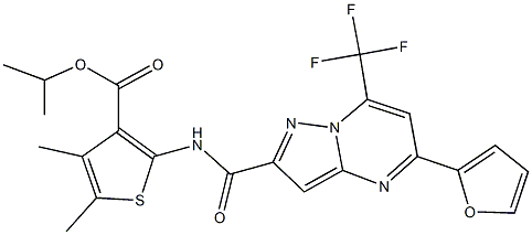 isopropyl 2-({[5-(2-furyl)-7-(trifluoromethyl)pyrazolo[1,5-a]pyrimidin-2-yl]carbonyl}amino)-4,5-dimethyl-3-thiophenecarboxylate Struktur