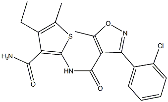 N-[3-(aminocarbonyl)-4-ethyl-5-methyl-2-thienyl]-3-(2-chlorophenyl)-5-methyl-4-isoxazolecarboxamide Structure