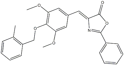 4-{3,5-dimethoxy-4-[(2-methylbenzyl)oxy]benzylidene}-2-phenyl-1,3-oxazol-5(4H)-one Struktur