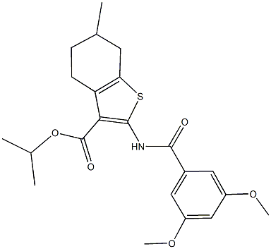 isopropyl 2-[(3,5-dimethoxybenzoyl)amino]-6-methyl-4,5,6,7-tetrahydro-1-benzothiophene-3-carboxylate Struktur