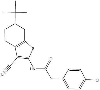 N-[6-(tert-butyl)-3-cyano-4,5,6,7-tetrahydro-1-benzothiophen-2-yl]-2-(4-chlorophenyl)acetamide Struktur