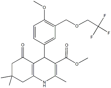 methyl 4-{4-methoxy-3-[(2,2,2-trifluoroethoxy)methyl]phenyl}-2,7,7-trimethyl-5-oxo-1,4,5,6,7,8-hexahydro-3-quinolinecarboxylate Struktur