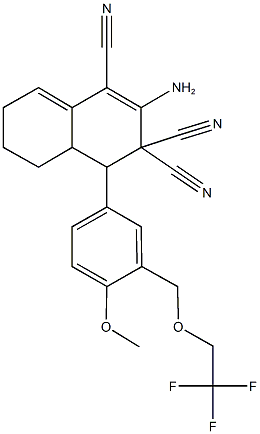 2-amino-4-{4-methoxy-3-[(2,2,2-trifluoroethoxy)methyl]phenyl}-4a,5,6,7-tetrahydro-1,3,3(4H)-naphthalenetricarbonitrile Struktur