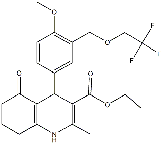 ethyl 4-{4-methoxy-3-[(2,2,2-trifluoroethoxy)methyl]phenyl}-2-methyl-5-oxo-1,4,5,6,7,8-hexahydro-3-quinolinecarboxylate Struktur