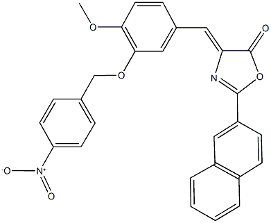 4-[3-({4-nitrobenzyl}oxy)-4-methoxybenzylidene]-2-(2-naphthyl)-1,3-oxazol-5(4H)-one Struktur