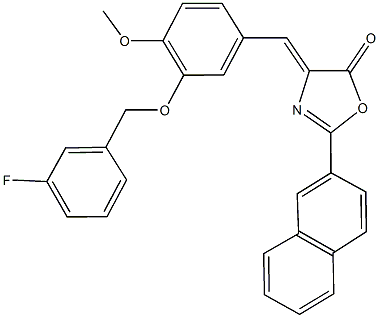 4-{3-[(3-fluorobenzyl)oxy]-4-methoxybenzylidene}-2-(2-naphthyl)-1,3-oxazol-5(4H)-one Struktur