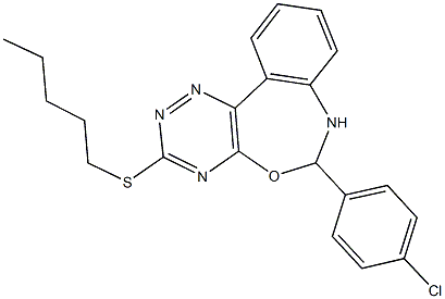 6-(4-chlorophenyl)-3-(pentylsulfanyl)-6,7-dihydro[1,2,4]triazino[5,6-d][3,1]benzoxazepine Struktur