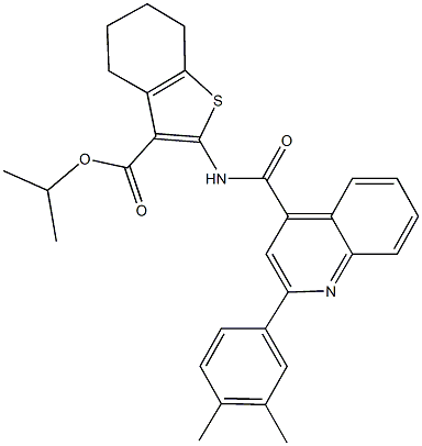 isopropyl 2-({[2-(3,4-dimethylphenyl)-4-quinolinyl]carbonyl}amino)-4,5,6,7-tetrahydro-1-benzothiophene-3-carboxylate Struktur