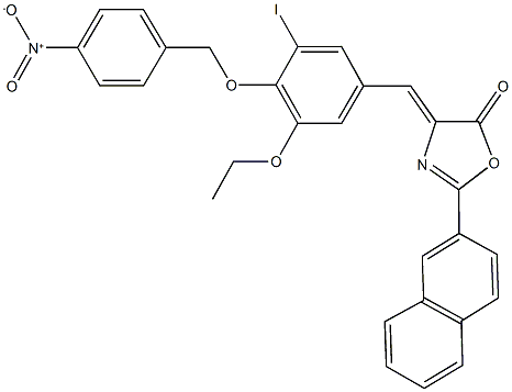 4-[3-ethoxy-4-({4-nitrobenzyl}oxy)-5-iodobenzylidene]-2-(2-naphthyl)-1,3-oxazol-5(4H)-one Struktur