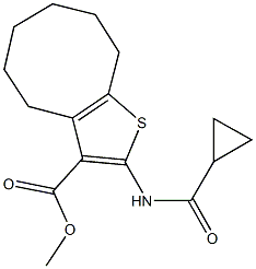 methyl 2-[(cyclopropylcarbonyl)amino]-4,5,6,7,8,9-hexahydrocycloocta[b]thiophene-3-carboxylate Struktur