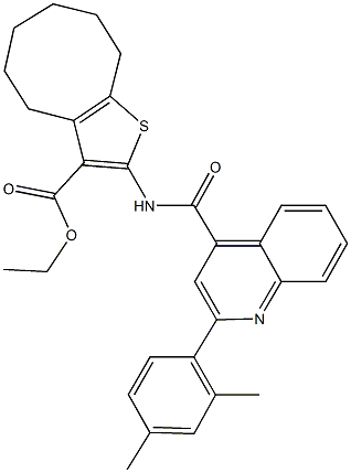 ethyl 2-({[2-(2,4-dimethylphenyl)-4-quinolinyl]carbonyl}amino)-4,5,6,7,8,9-hexahydrocycloocta[b]thiophene-3-carboxylate Struktur