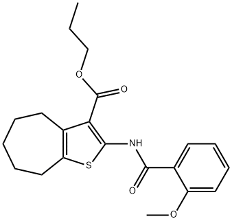 propyl 2-[(2-methoxybenzoyl)amino]-5,6,7,8-tetrahydro-4H-cyclohepta[b]thiophene-3-carboxylate Struktur