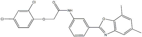 2-(2,4-dichlorophenoxy)-N-[3-(5,7-dimethyl-1,3-benzoxazol-2-yl)phenyl]acetamide Struktur