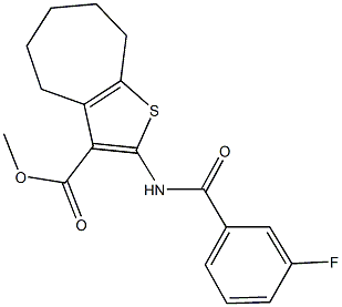 methyl 2-[(3-fluorobenzoyl)amino]-5,6,7,8-tetrahydro-4H-cyclohepta[b]thiophene-3-carboxylate Struktur