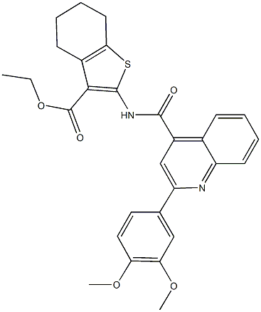 ethyl 2-({[2-(3,4-dimethoxyphenyl)-4-quinolinyl]carbonyl}amino)-4,5,6,7-tetrahydro-1-benzothiophene-3-carboxylate Struktur