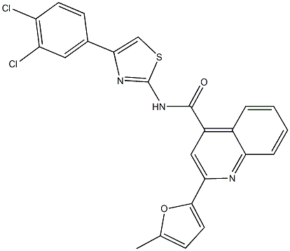 N-[4-(3,4-dichlorophenyl)-1,3-thiazol-2-yl]-2-(5-methyl-2-furyl)-4-quinolinecarboxamide Struktur