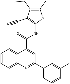 N-(3-cyano-4-ethyl-5-methyl-2-thienyl)-2-(3-methylphenyl)-4-quinolinecarboxamide Struktur