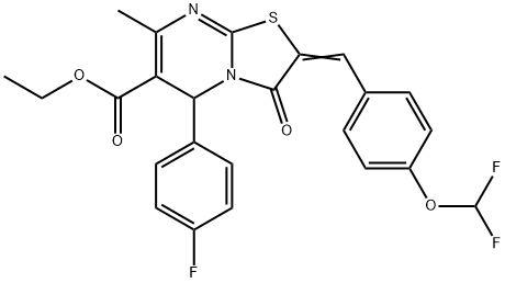 ethyl 2-[4-(difluoromethoxy)benzylidene]-5-(4-fluorophenyl)-7-methyl-3-oxo-2,3-dihydro-5H-[1,3]thiazolo[3,2-a]pyrimidine-6-carboxylate Struktur