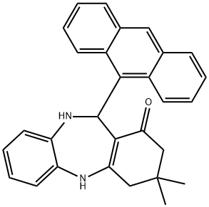 11-(9-anthryl)-3,3-dimethyl-2,3,4,5,10,11-hexahydro-1H-dibenzo[b,e][1,4]diazepin-1-one Struktur