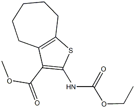 methyl 2-[(ethoxycarbonyl)amino]-5,6,7,8-tetrahydro-4H-cyclohepta[b]thiophene-3-carboxylate Struktur