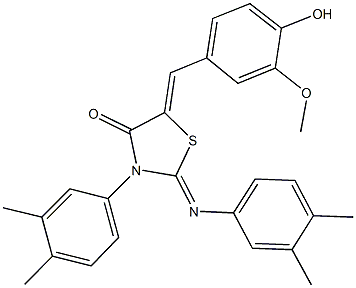 3-(3,4-dimethylphenyl)-2-[(3,4-dimethylphenyl)imino]-5-(4-hydroxy-3-methoxybenzylidene)-1,3-thiazolidin-4-one Struktur