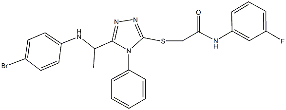 2-({5-[1-(4-bromoanilino)ethyl]-4-phenyl-4H-1,2,4-triazol-3-yl}sulfanyl)-N-(3-fluorophenyl)acetamide Struktur