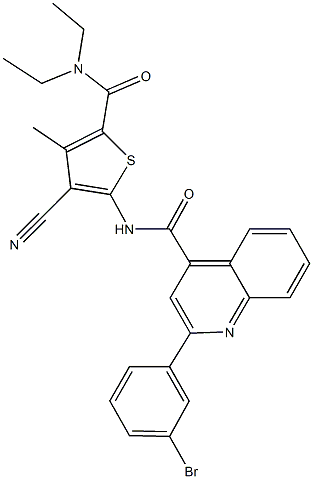 2-(3-bromophenyl)-N-{3-cyano-5-[(diethylamino)carbonyl]-4-methyl-2-thienyl}-4-quinolinecarboxamide Struktur