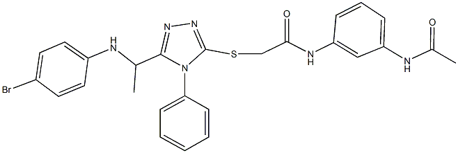 N-[3-(acetylamino)phenyl]-2-({5-[1-(4-bromoanilino)ethyl]-4-phenyl-4H-1,2,4-triazol-3-yl}sulfanyl)acetamide Struktur