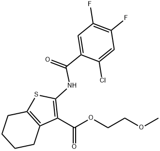 2-methoxyethyl 2-[(2-chloro-4,5-difluorobenzoyl)amino]-4,5,6,7-tetrahydro-1-benzothiophene-3-carboxylate Struktur