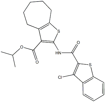 isopropyl 2-{[(3-chloro-1-benzothien-2-yl)carbonyl]amino}-5,6,7,8-tetrahydro-4H-cyclohepta[b]thiophene-3-carboxylate Struktur