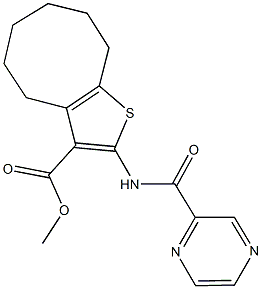 methyl 2-[(2-pyrazinylcarbonyl)amino]-4,5,6,7,8,9-hexahydrocycloocta[b]thiophene-3-carboxylate Struktur